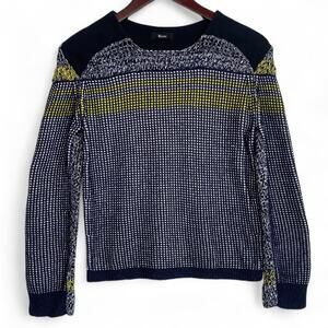 RISTO Commando‎ Long Sleeve Rib-Knit Sweater - XS Navy & Yellow